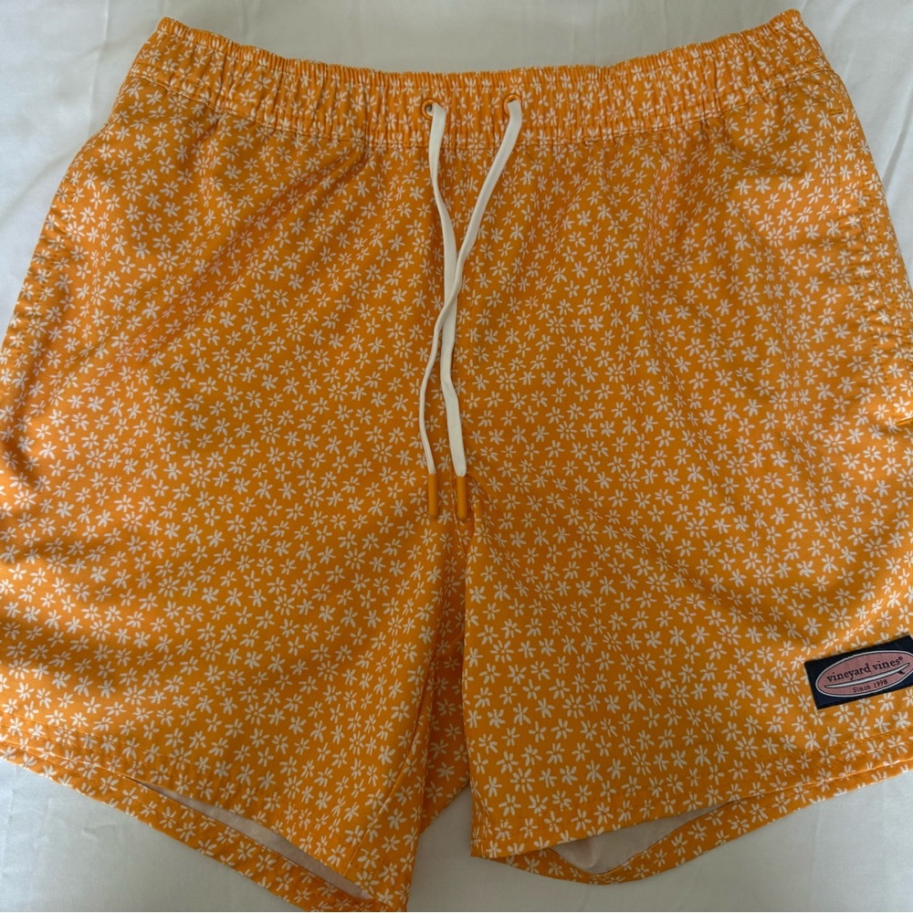 Vineyard Vines Orange Floral Men’s Swim Trunks